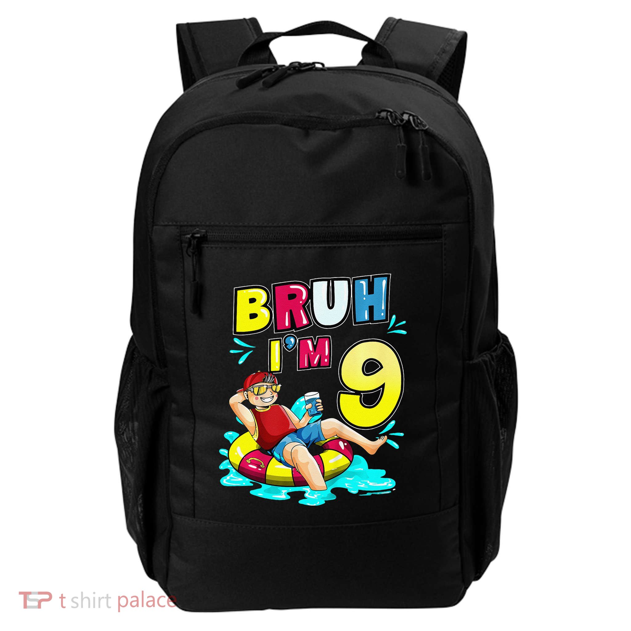 Bruh Im 9 Funny 9th Birthday Pool Party Beach Cool Backpack