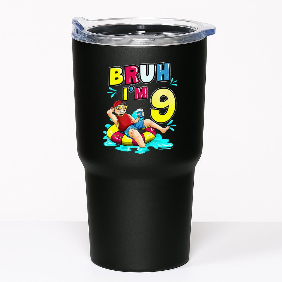 Bruh Im 9 Funny 9th Birthday Pool Party Beach Cool Tumbler