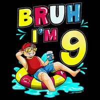 Bruh Im 9 Funny 9th Birthday Pool Party Beach Cool Cropped Pullover Crew