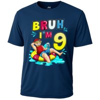 Bruh Im 9 Funny 9th Birthday Pool Party Beach Cool Cooling Performance Crew T-Shirt