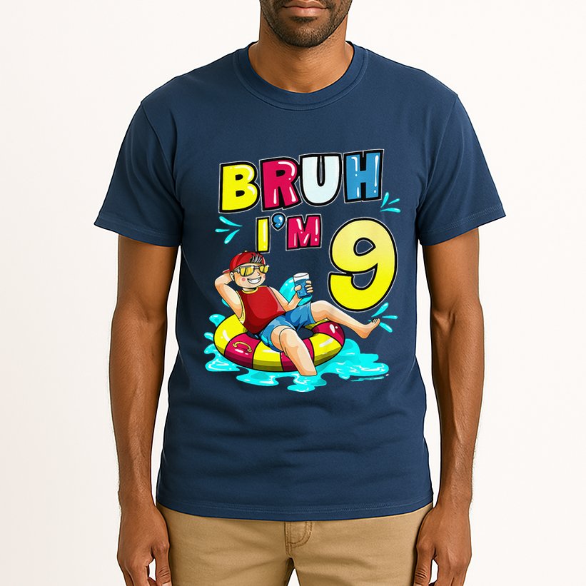 Bruh Im 9 Funny 9th Birthday Pool Party Beach Cool Tall T-Shirt