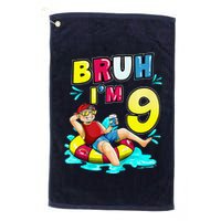 Bruh Im 9 Funny 9th Birthday Pool Party Beach Cool Golf Towel