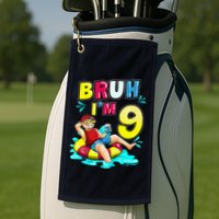 Bruh Im 9 Funny 9th Birthday Pool Party Beach Cool Golf Towel