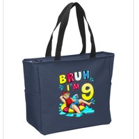 Bruh Im 9 Funny 9th Birthday Pool Party Beach Cool Zip Tote Bag
