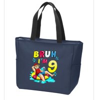 Bruh Im 9 Funny 9th Birthday Pool Party Beach Cool Zip Tote Bag