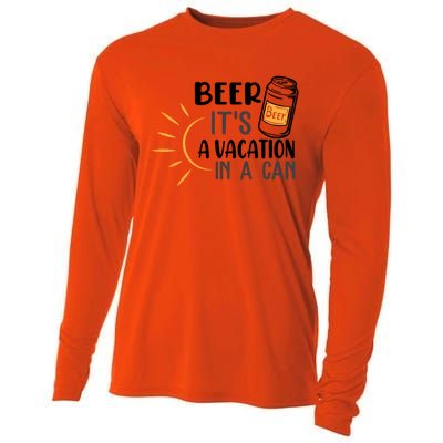 Beer ItS A Vacation In A Can National Beer Day Gift Cooling Performance Long Sleeve Crew