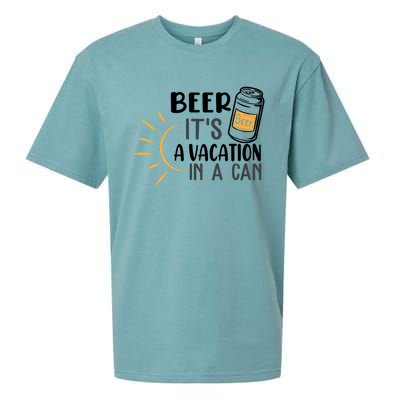 Beer ItS A Vacation In A Can National Beer Day Gift Sueded Cloud Jersey T-Shirt