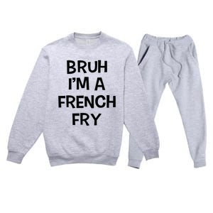 Bruh IM A French Fry Funny Pretend Lazy Halloween Costume Premium Crewneck Sweatsuit Set