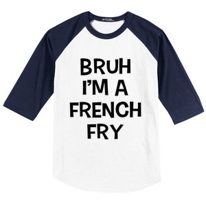 Bruh IM A French Fry Funny Pretend Lazy Halloween Costume Baseball Sleeve Shirt