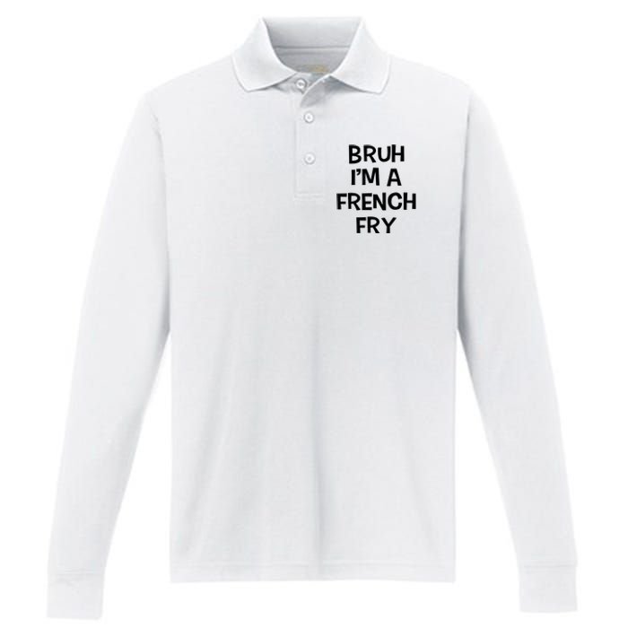 Bruh IM A French Fry Funny Pretend Lazy Halloween Costume Performance Long Sleeve Polo