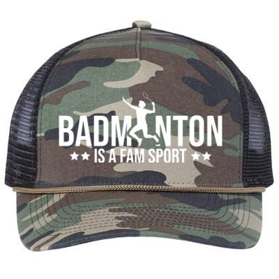 Badminton Is A Fam Sports Badminton Player Shuttlecock Sport Gift Retro Rope Trucker Hat Cap