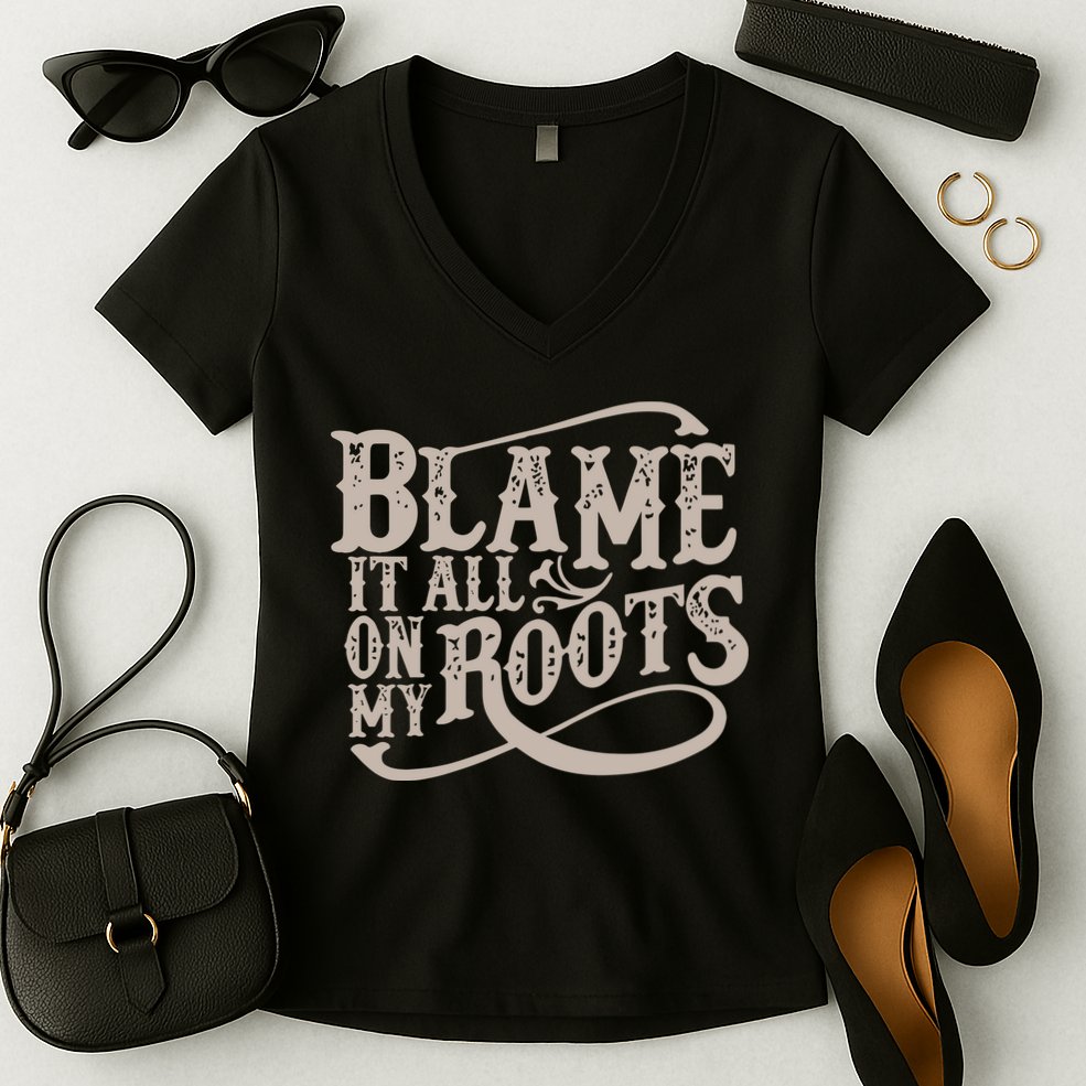 Blame It All On My Roots Women's V-Neck T-Shirt