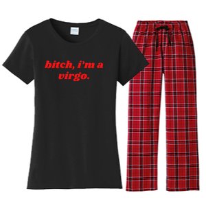 Bitch IM A Virgo Funny Horoscope Slogan Attitude Statement Women's Flannel Pajama Set