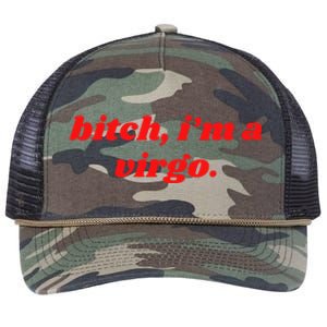 Bitch IM A Virgo Funny Horoscope Slogan Attitude Statement Retro Rope Trucker Hat Cap