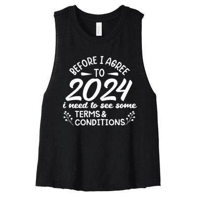 Before I Agree To 2024 I Need To See Some Terms Conditions Women's Racerback Cropped Tank