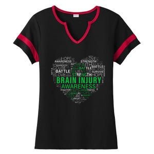 Brain Injury Awareness Fighting Hope Support Strong Warrior Ladies Halftime Notch Neck Tee