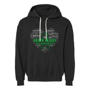 Brain Injury Awareness Fighting Hope Support Strong Warrior Garment-Dyed Fleece Hoodie