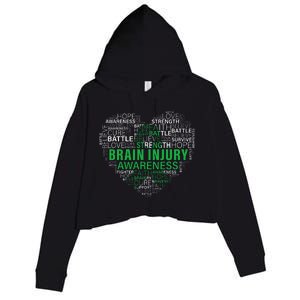 Brain Injury Awareness Fighting Hope Support Strong Warrior Crop Fleece Hoodie