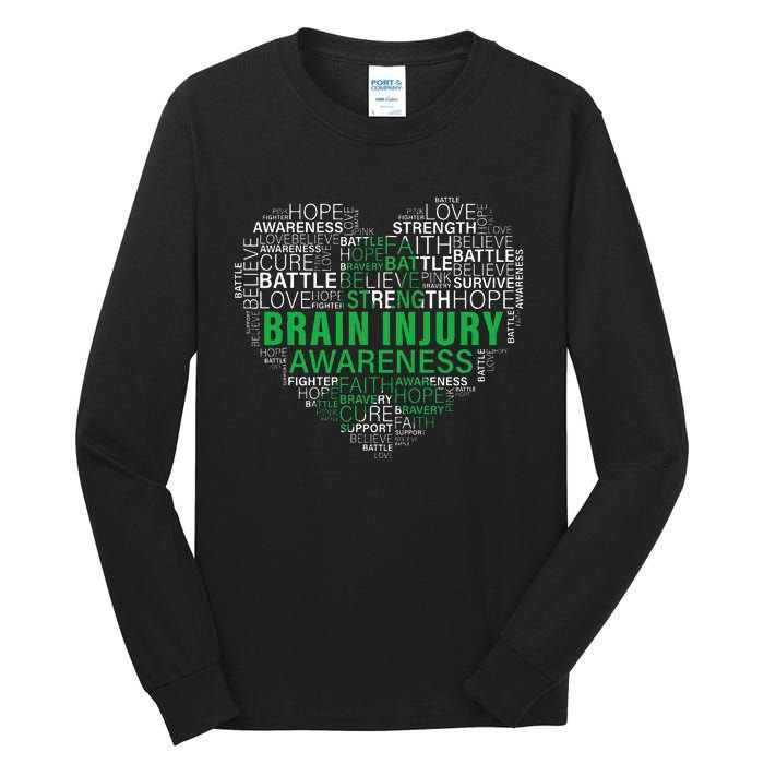 Brain Injury Awareness Fighting Hope Support Strong Warrior Tall Long Sleeve T-Shirt