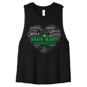 Brain Injury Awareness Fighting Hope Support Strong Warrior Women's Racerback Cropped Tank