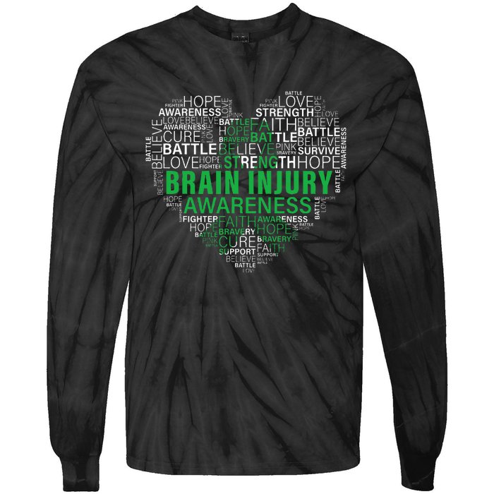 Brain Injury Awareness Fighting Hope Support Strong Warrior Tie-Dye Long Sleeve Shirt