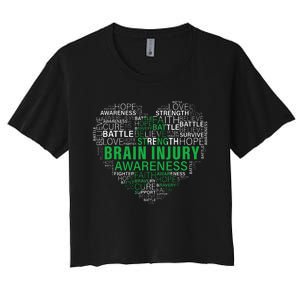 Brain Injury Awareness Fighting Hope Support Strong Warrior Women's Crop Top Tee