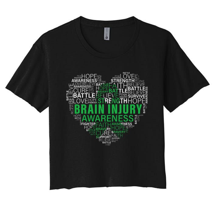 Brain Injury Awareness Fighting Hope Support Strong Warrior Women's Crop Top Tee