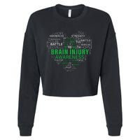 Brain Injury Awareness Fighting Hope Support Strong Warrior Cropped Pullover Crew