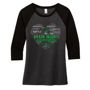 Brain Injury Awareness Fighting Hope Support Strong Warrior Women's Tri-Blend 3/4-Sleeve Raglan Shirt