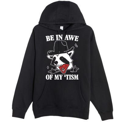 Be In Awe Of My Autism Funny Raccoon Premium Pullover Hoodie