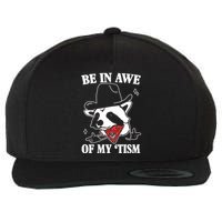 Be In Awe Of My Autism Funny Raccoon Wool Snapback Cap