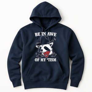 Be In Awe Of My Autism Funny Raccoon Hoodie