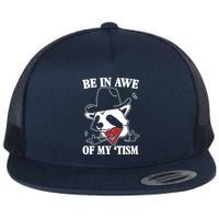 Be In Awe Of My Autism Funny Raccoon Flatbill Hat