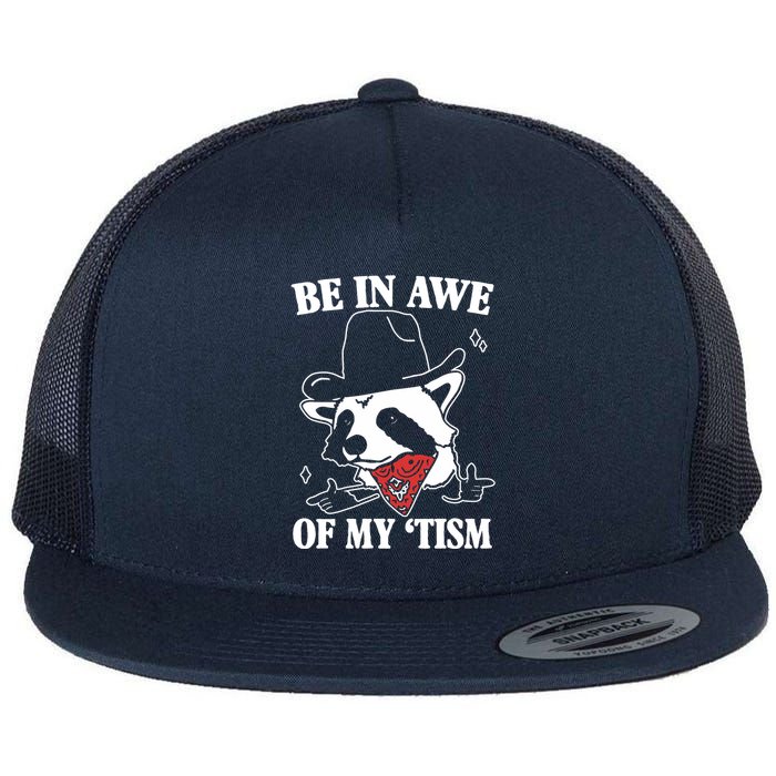 Be In Awe Of My Autism Funny Raccoon Flatbill Hat