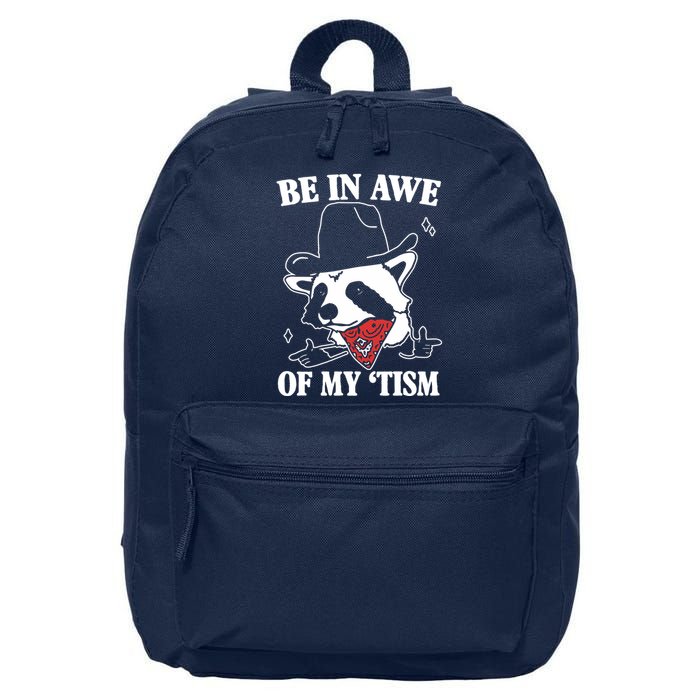Be In Awe Of My Autism Funny Raccoon 16 in Basic Backpack