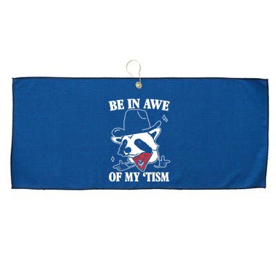 Be In Awe Of My Autism Funny Raccoon Large Microfiber Waffle Golf Towel