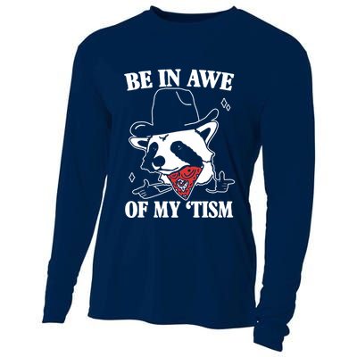 Be In Awe Of My Autism Funny Raccoon Cooling Performance Long Sleeve Crew