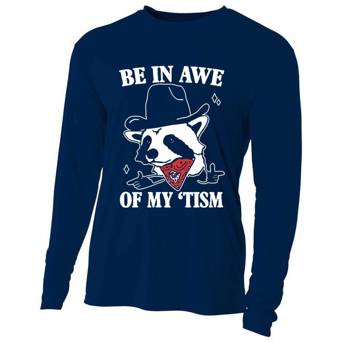 Be In Awe Of My Autism Funny Raccoon Cooling Performance Long Sleeve Crew