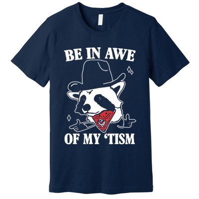 Be In Awe Of My Autism Funny Raccoon Premium T-Shirt