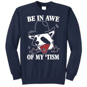 Be In Awe Of My Autism Funny Raccoon Tall Sweatshirt