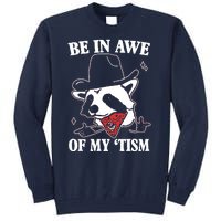 Be In Awe Of My Autism Funny Raccoon Tall Sweatshirt