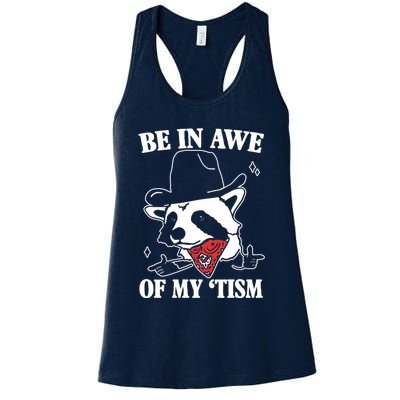 Be In Awe Of My Autism Funny Raccoon Womens Tank Top