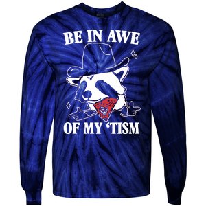 Be In Awe Of My Autism Funny Raccoon Tie-Dye Long Sleeve Shirt