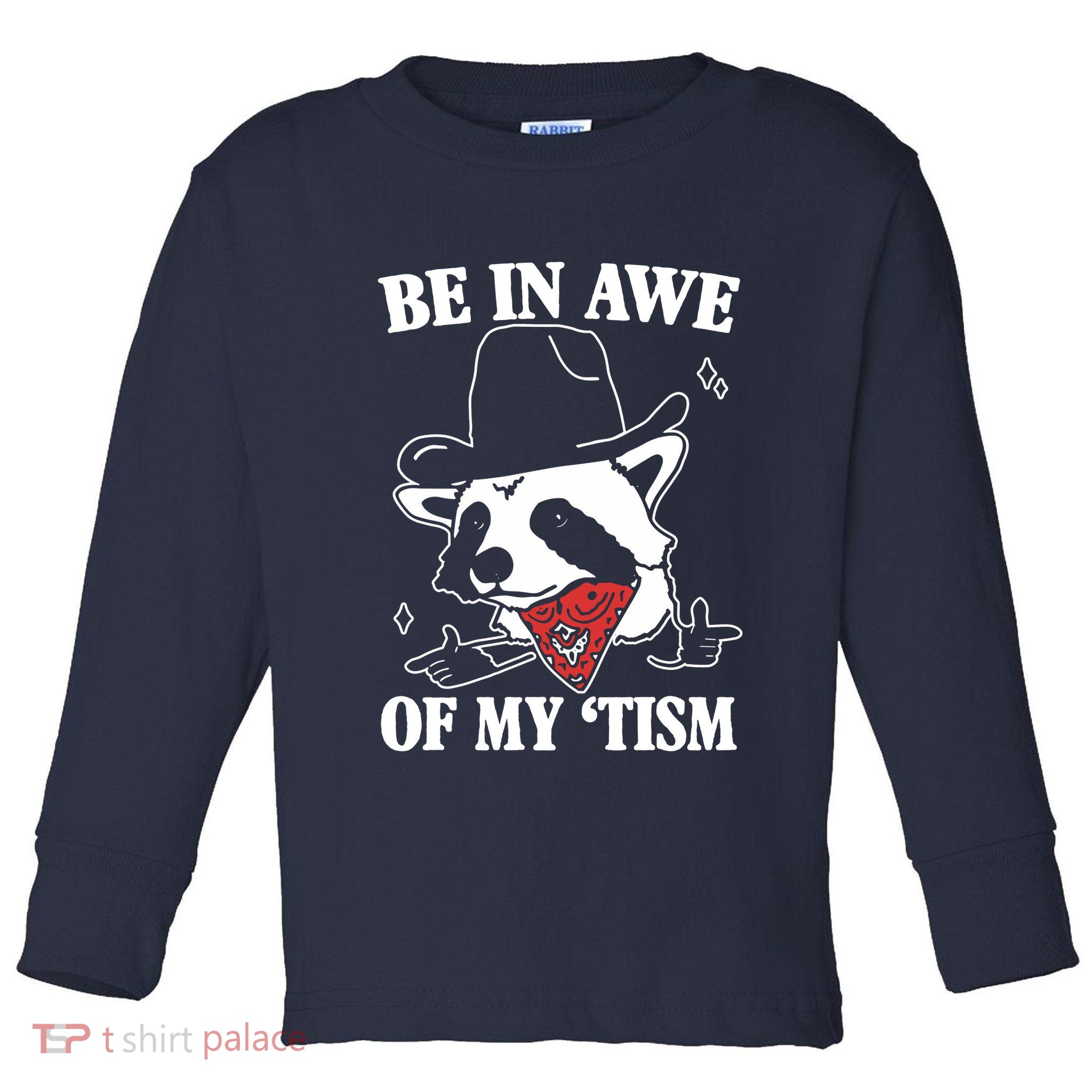 Be In Awe Of My Autism Funny Raccoon Toddler Long Sleeve Shirt