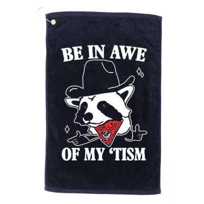 Be In Awe Of My Autism Funny Raccoon Golf Towel