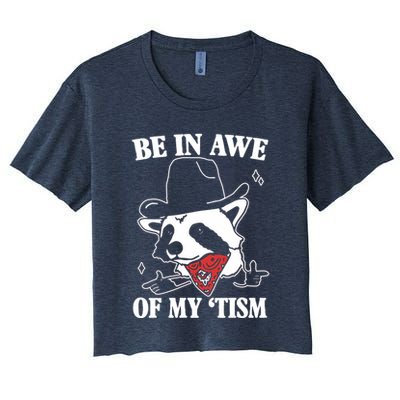Be In Awe Of My Autism Funny Raccoon Crop Top