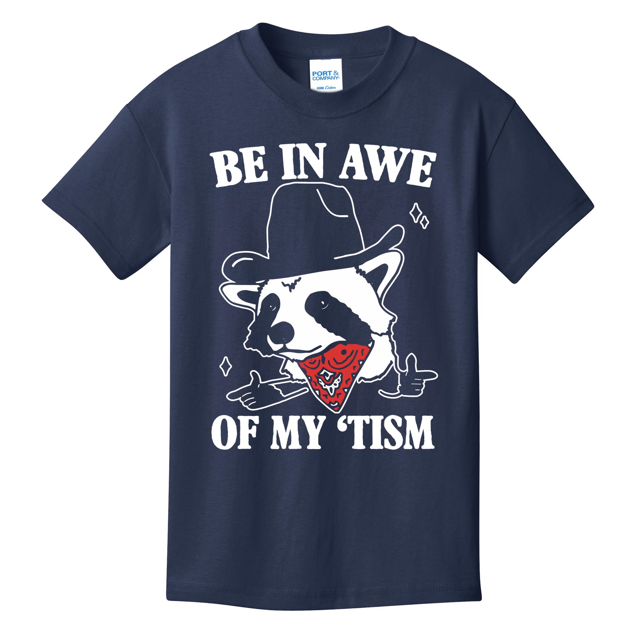 Be In Awe Of My Autism Funny Raccoon Kids T-Shirt