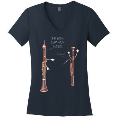 Bassoon I Am Your Father Nooo Funny Oboe Women's V-Neck T-Shirt