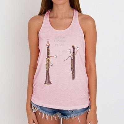 Bassoon I Am Your Father Nooo Funny Oboe Women's Knotted Racerback Tank