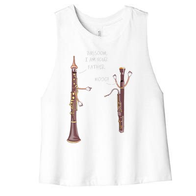 Bassoon I Am Your Father Nooo Funny Oboe Women's Racerback Cropped Tank